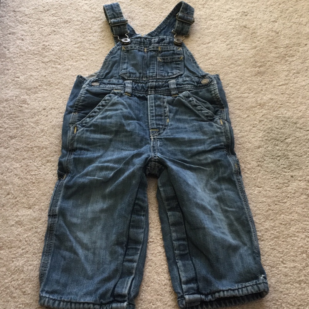 🐳5/$10 baby Gap little boy denim overalls 12-18m